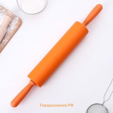 Скалка  «Севилья», 52×6.5 см, рабочая часть 27.5 см, красная