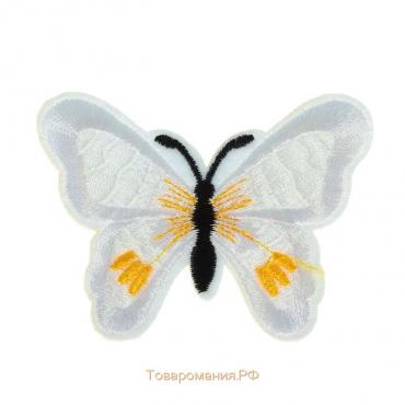 Термоаппликация «Бабочка», 6,7 × 5 см, цвет белый