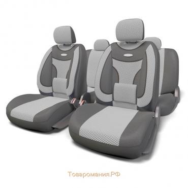 Авточехлы универcальные AUTOPROFI EXTRA COMFORT, ECO-1105 D.GY/L.GY (M), формованный велюр, набор из 11 предметов, цвет тёмно-серый/светло-серый