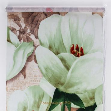 Штора рулонная «Тюльпаны белые», 90×200 см (с учётом креплений 3,5 см)