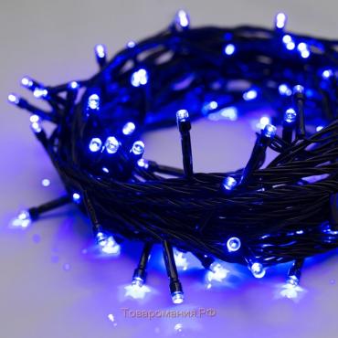 Гирлянда «Нить» 10 м, IP20, тёмная нить, 100 LED, свечение синее, 8 режимов, 220 В