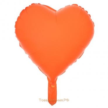 Шар полимерный 18" «Сердце неон», цвет оранжевый