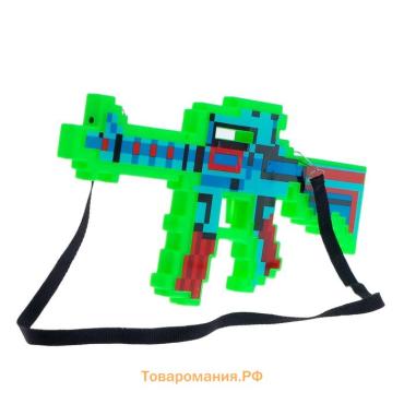 Автомат М16, пиксельный, с лазером, работает от батареек, цв МИКС