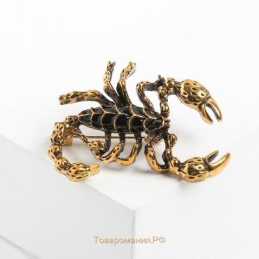 Брошь «Скорпион», цвет чёрный в чернёном золоте