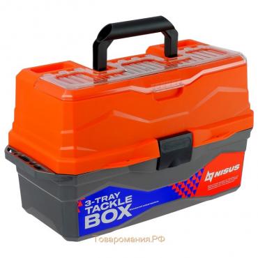 Ящик рыболовный Tackle Box трёхполочный NISUS, оранжевый