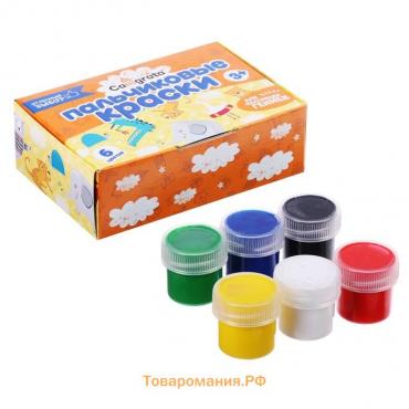 Краски пальчиковые набор 6 цветов x 20 мл Calligrata, для детей от 1 года