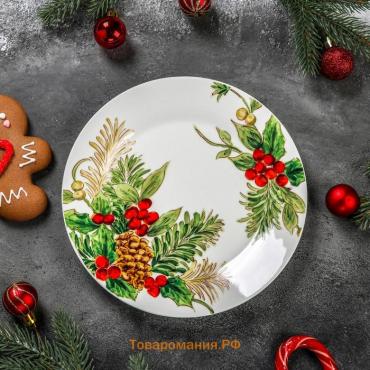 Тарелка фарфоровая десертная «Рождество», d=20,5 см