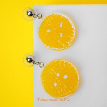 Серьги пластик «Вкусности» апельсинка, цвет жёлтый
