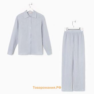 Пижама женская (рубашка и брюки) KAFTAN "Basic" размер 44-46, цвет серо-голубой