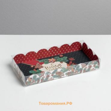 Коробка для кондитерских изделий с PVC крышкой «Корица», 10.5 × 21 × 3 см