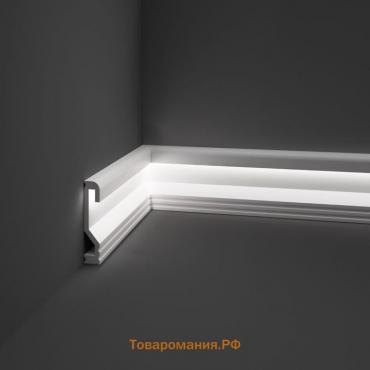 Плинтус пластиковый белый под LED ленту 100х20х2000мм