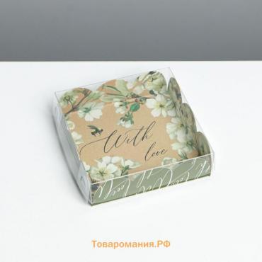 Коробка кондитерская с PVC крышкой «Пчёлка», 10,5 х 10,5 х 3 см