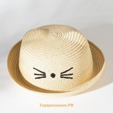 Шляпа для девочки MINAKU "Кошечка", цв. молочный, р-р 52