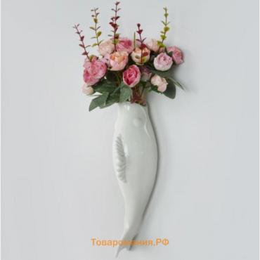 Декор настенный-ваза  "Рыбки"  26.2 x 7.3 см, белый