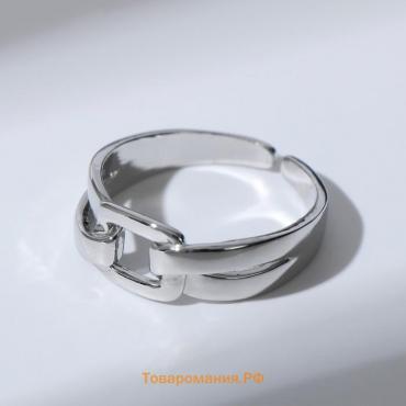 Кольцо "Пряжка" квадрат, цвет серебро, безразмерное