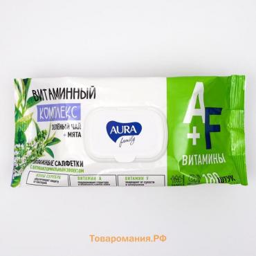 Влажные салфетки Aura family с антибактериальным эффектом big-pack 180 шт.