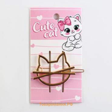 Заколка для волос «Cute cat», 6 х 2 см