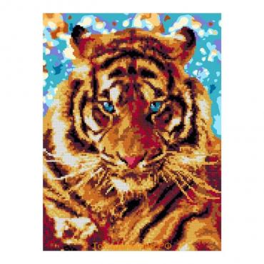 Алмазная мозаика, 30 × 40 см, частичное заполнение «Игривый тигр»